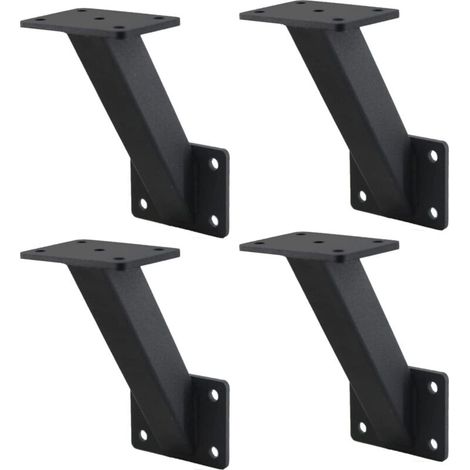 Soportes de pared para barandilla de escalera, juego de 4, acero con revestimiento negro, para uso interior/exterior.