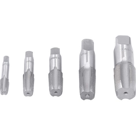 Ensemble 5 Tarauds NPT 3/4 1/2 3/8 1/4 1/8 pouces Acier Carbone Filetage Plomberie avec Coffret de Rangement (1/5)