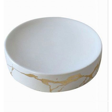 Piattino Porta Sapone Saponetta Bagno Accessorio Arredo Effetto Marmo Oro 59887 (1/3)
