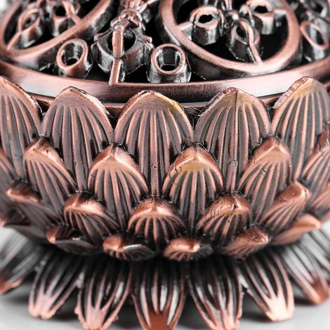 brûleur d'encens vintage en alliage en forme de lotus, outil de décoration pour la maison (1/5)