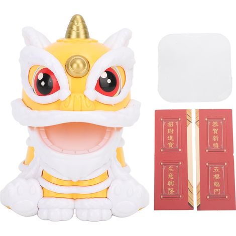 Solar Wake Lion Ornament Automatic Nodding Bring Luck Fortune Waking Lion Decoration for Car Home Checkout Counter Yellow (1/5)