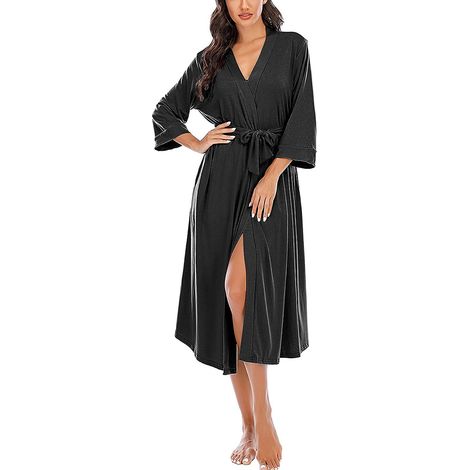 Robe De Bain - Kimono À Col En V - Polyester - Pour Femme - Taille S (1/5)