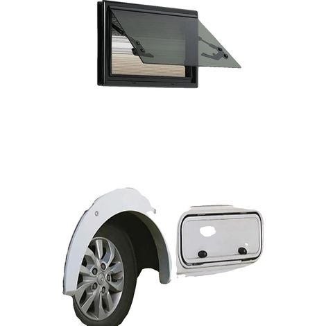 Fenêtre de camping-car, Grille anti-insectes, Design à pousser, noir (1/5)