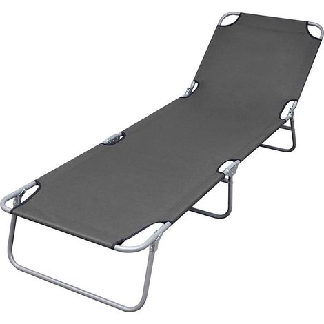vidaXL Tumbona plegable con respaldo ajustable gris (1/5)
