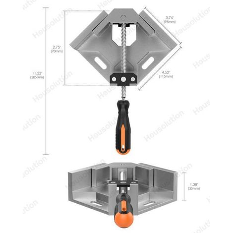 Étau à angle droit, étau d'angle en alliage d'aluminium à 90°, étau soudé en aluminium avec poignée réglable - gris argenté (1/4)
