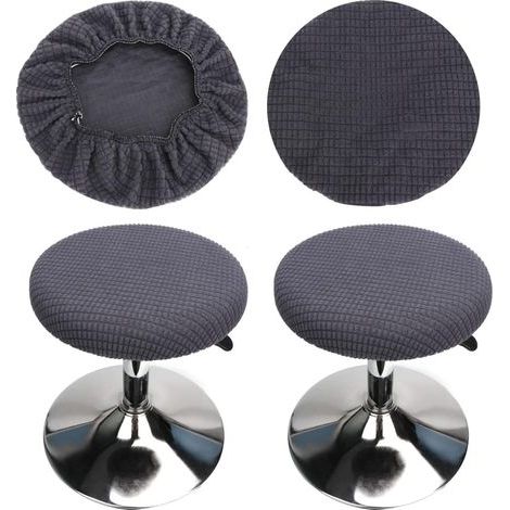 Round stool covers (set of 2 dark gray), suitable for 28-40cm stools, bar and cafe, elastic round stool covers, washable and easy to maintain, soft and durable.