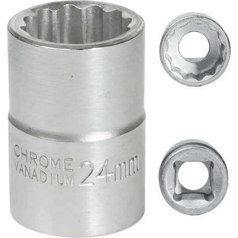 x 24mm Socket, Cr-Mo Steel, 12 Point, 3/4" Square Drive, For Impact Wrench (1/5)