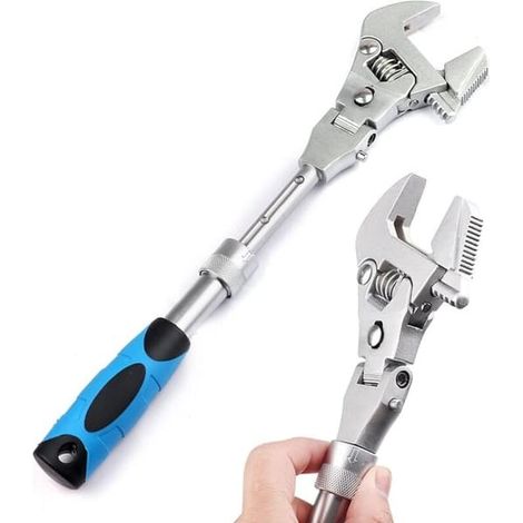 Clé à cliquet télescopique 5 en 1 – Clé dynamométrique pliable à 180° – Acier au chrome-molybdène – Pour espaces restreints et plomberie (1/5)