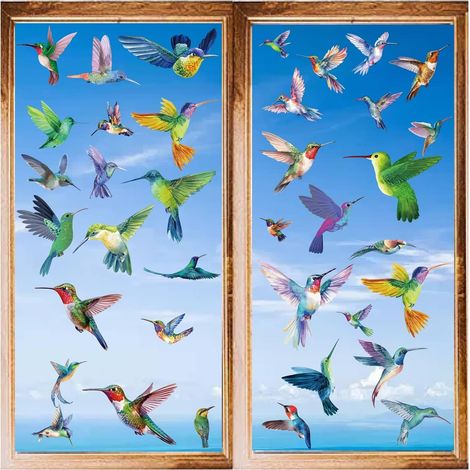 8 styles Autocollants Muraux Colibri Oiseaux Autocollants Animaux Autocollants de Fenêtre Décalcomanies Bleu PVC Imperméable Autocollant Mural pour la Maison Escalier Décoration Chambre Salon