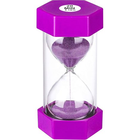 Sablier Minuteur 20 Minutes, Sablier Géant Violet 20 Minutes, Sablier en Plastique et Verre Coloré pour Enfants, Jeux, Salle de Classe, Cuisine, Décoration (1/5)