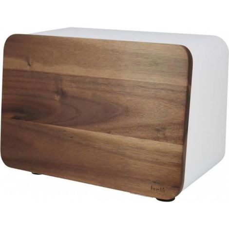 Planche À Pain - Acier Inoxydable - Couvercle Bois D'acacia - Pour Stockage Pain - 1 Pièce