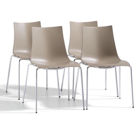 Chaise design, Lot de 4 chaises de salon Zebra Scab Design Taupe en Plastique, Scab design (1/4)