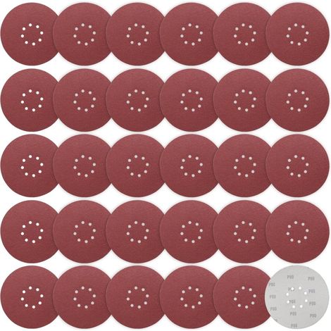 Disques Abrasifs à Velcro - 225 mm - Grains P80 - 8 Trous - Pour Ponceuses à Plâtre et Ponceuses Allongées - Oxyde d'Aluminium - Lot de 30