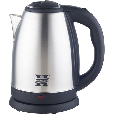 Bouilloire électrique inox 1,8L sans fil – Puissance 1500W – Arrêt automatique – Protection ébullition à sec – Indicateur de niveau d'eau – Herzberg - HG5011-SIL