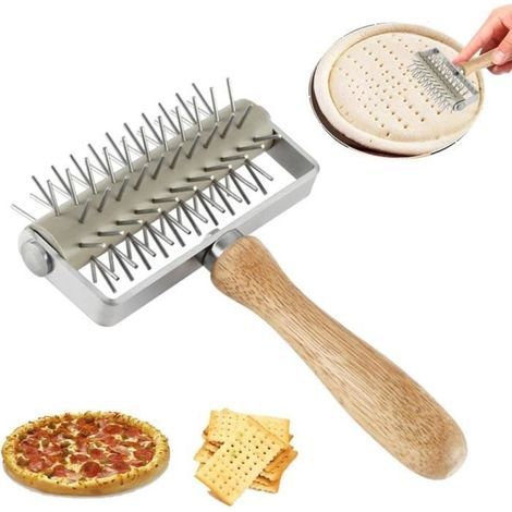 Teigspieß, Pizzateigausstecher aus Edelstahl, Pizzateigroller, Schnellstecher (1/4)