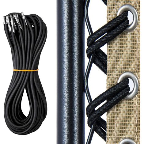 4er-Pack Ersatz-Bungee-Seile für Gartenliegen, Strandstühle, Hängematten – Schwarz (2 x 2,45 m + 2 x 1,45 m) (1/4)