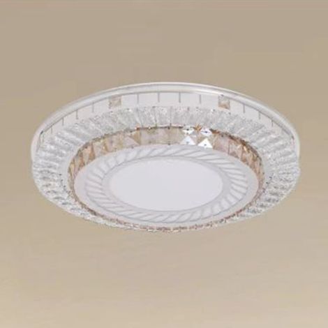 TrAdE Shop Traesio - Plafoniera Da Soffitto 65w ø50cm Led Design A Strati Con Cristalli Luce Fredda 71518 - (1/3)