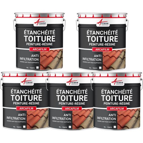 Etanchéité toiture : peinture arcafilm, résine etanchéité pour tuile : Arcane industries - Offre Spéciale : 5 x 10L Blanc - ARCANE INDUSTRIES