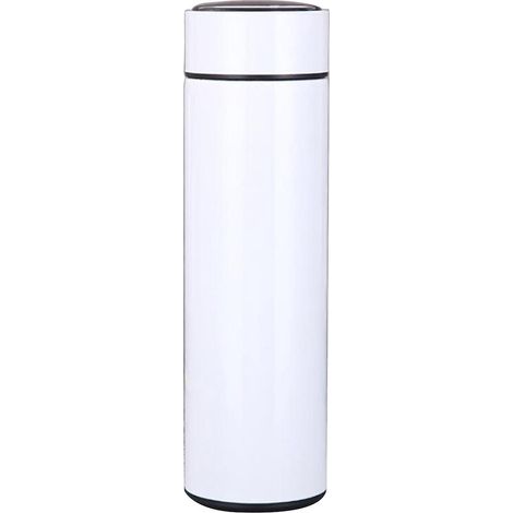 17oz Vakuumisolierter Kaffeebecher, doppelwandige Wasserflasche mit LED-Temperaturanzeige, herausnehmbarer Filter, Weiß
