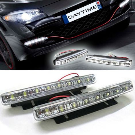 Trade Shop - Luces Coche 8 Led Luces Diurnas Impermeable Dc 12v Parachoques Coche - (1/2)