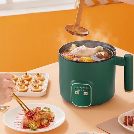 Mini olla eléctrica multifuncional (1,8 l) con asa para una cocción rápida y antiadherente – Verde, doble pared, capacidad de 1,8 l, plástico (1/5)
