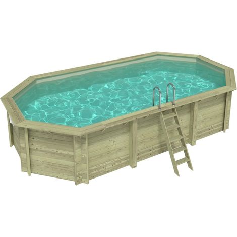 Piscina in legno NEMO 7.3 x 3.97 - H.1.45 m, sabbia, con supporti da cementare - BAS7305OSPI3