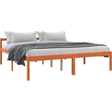 Bettrahmen Wachsbraun 200 x 200 cm Massives Kiefernholz vidaXL