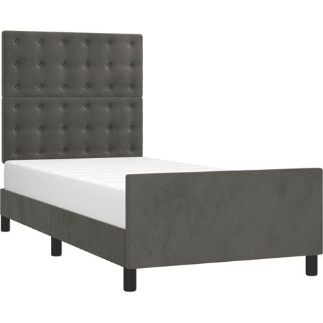 vidaXL Giroletto senza Materasso Grigio Scuro 80x200 cm Velluto (1/4)