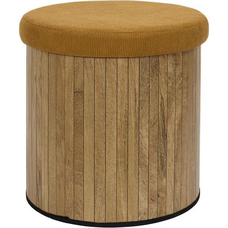 Pouf Coffre Pliable "Jules" 38cm Jaune (1/5)