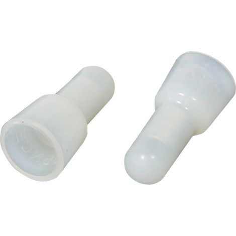 Raccords de fils de type Safty avec long tube de cuivre, blanc, pour cable 8 mm², a=25,0mm b=10,0mm c=5,6mm d=4,5mm (1/2)