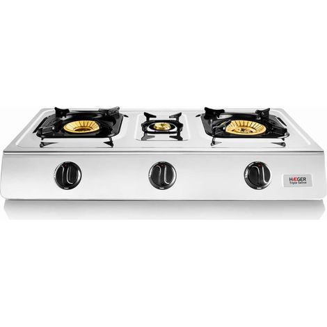 Cocina a Gas HAEGER Triple Safine 3 Fuegos Horno Gas 50x55cm Blanca (1/5)