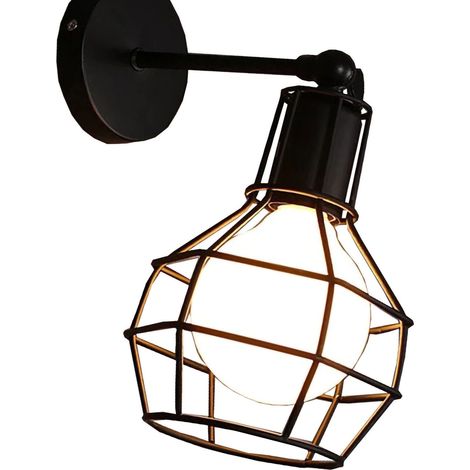 Cadre de lampe murale vintage en métal, style industriel, pour couloir ou allée. Ampoule non incluse. Type A. (1/4)