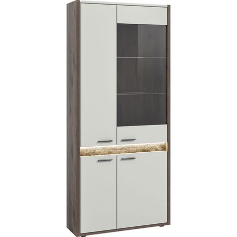 Falcona citrine 4 portes avec éclairage LED gris clair.