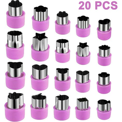 Emporte-pièce Légumes - Acier Inoxydable Alimentaire - 9 Grandes Formes Animaux + 11 Petites Formes Fruits - Lot de 20 (1/5)