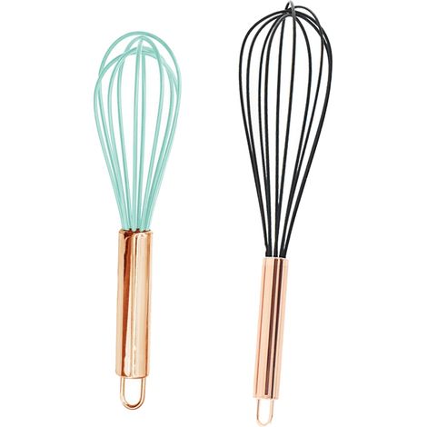 Fouets en silicone pour la cuisine, lot de deux fouets en fil d'acier inoxydable, fouets de cuisine résistants à la chaleur. (1/5)