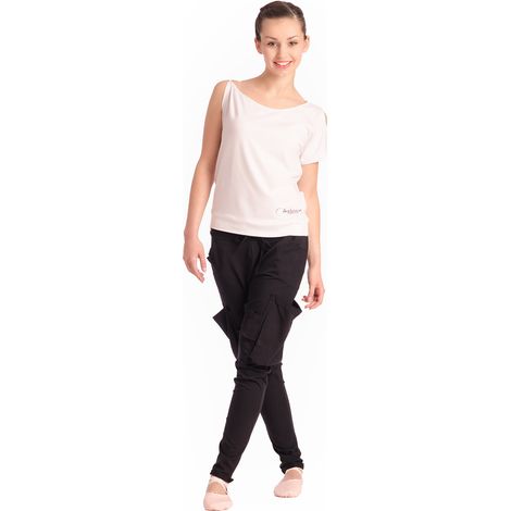 Asymmetrisches T-Shirt – zum Tanzen, weißes Damen-T-Shirt 01, Sport, weiß, Größe S (1/4)