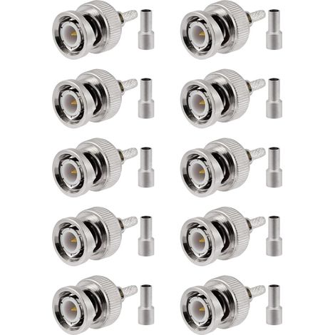 Connecteurs Mâles BNC Connecteur BNC Mâle à Sertir 50 Ohm pour RG316 RG174 Câble Coaxial RF (1/5)