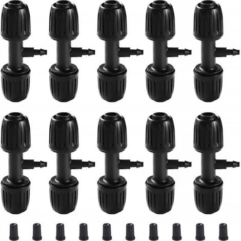 Packung mit 10 T Stücken mit Widerhaken für Bewässerungsschläuche mit Durchmessern von 13/16 mm bis 4/7 mm T Stücke für Tropfbewässerung, für Gä (1/5)