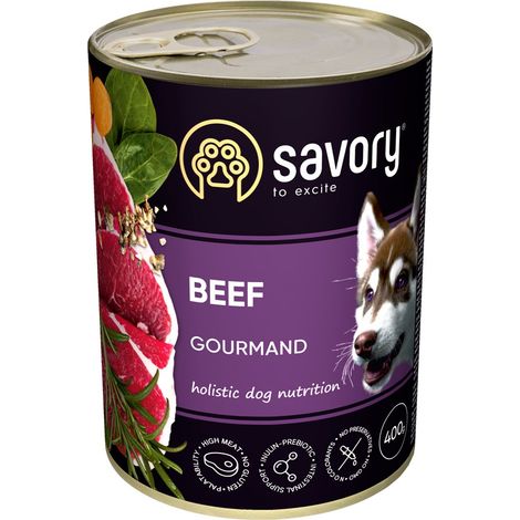 Alimento húmedo sabroso para perros adultos de todas las razas, sabor a carne de res, 400 g. (1/3)