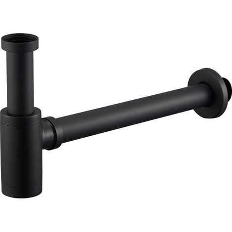 Universel Syphon avec 300mm Tube d'extension, 1 1/4 x 32mm Réglable Sifon Anti Odeur Anti-fuite, Noir Mat (1/4)