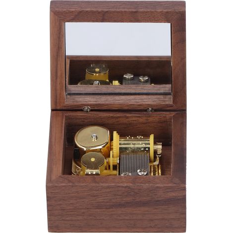 Spieluhr aus Walnussholz, Aufziehspieluhr, handgefertigtes Holzobjekt, Geschenk zum Valentinstag oder Geburtstag (1/5)
