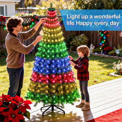 Rideau Lumière LED 2m 12 Brins 240 Lampes, 4 Couleurs, 8 Modes, Étanche, Décoration Noël, Mariage, Extérieur, Intérieur, Fenêtre, Jardin (1/5)