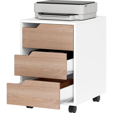 Caisson bureau mobile 3 tiroirs sur roulettes blanc 40x50x57,5cm