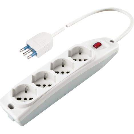 poly pool - presa multipla con 4 prese pluristandard 1,5 m cavo e interruttore bianca