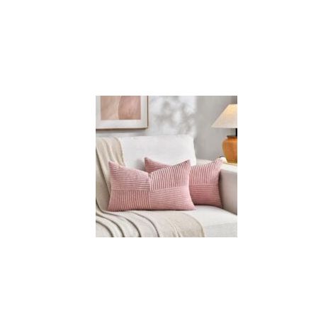Lot de 2 Boho Housse de Coussin 30x50 Rose,à Motif Croisé Decoration Housses de Coussin en Velours Côtelé,Douillet Taie d'oreiller Housse Coussin Moderne pour Canapé Chambre Chaise Lit (1/5)