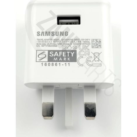 Adaptador USB tipo Reino Unido para Samsung SM-A035G Galaxy A03 (EP-TA50UWE) (Blanco)