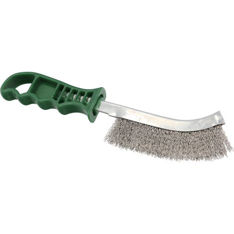Edelstahlbürste mit grünem Griff, 25 cm. (1/4)