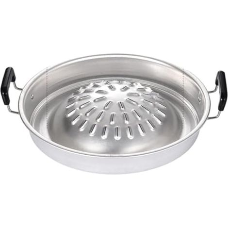 Poêle à griller BBQ thaï, Gril à steak thaï, Poêle à charbon, Poêle en aluminium, Marmite pour pique-nique en extérieur (38 x 27 cm) (1/5)
