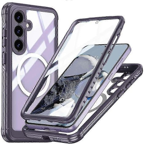 Étui magnétique compatible avec Galaxy S25 FE, coque en PC+TPU et protection d'écran en verre trempé (1/5)