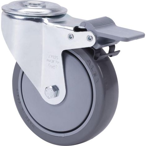 rueda giratora agujero m12 freno 20zvlfd125cp-puisb polip.-poliur.gris bolas